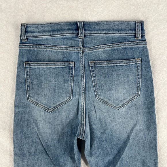 Soho High Waist Straight Jeans Womens‎ 2 Blue Denim Stretch Mid Rise Frayed Hem - Picture 7 of 14